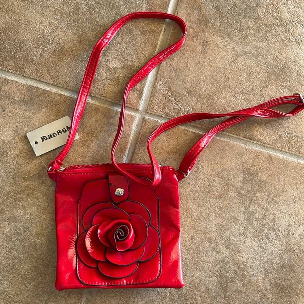Nwt cute little red purse with flower